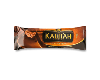 Морозиво «Каштан» шоколадний пломбір у кондитерській глазурі, 75г