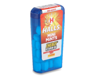 Льодяники Halls Mini Mints зі смаком апельсина та манго з вітаміном В без цукру, 12,5г