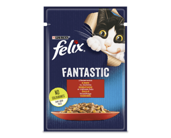 Корм для котів Felix Fantastic з яловичиною в желе, 85г