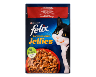 Корм для котів Felix Jellies Sensations з яловичиною в желе, 85г