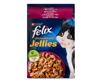 Корм для котів Felix Jellies Sensations з качкою та шпинатом в желе, 85г