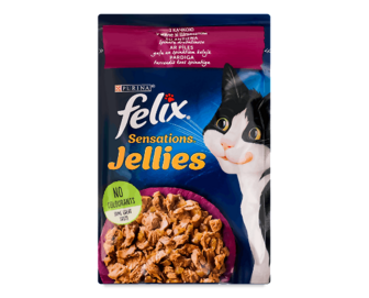 Корм для котів Felix Jellies Sensations з качкою та шпинатом в желе, 85г