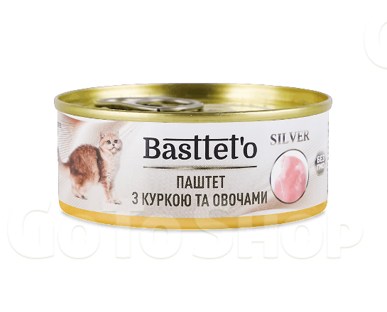 Корм для котів Basttet&#039;o паштет з куркою та овочами, 85г