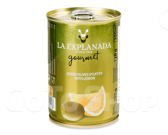 Оливки La Explanada зелені фарш лимонною паст з/б 300мл