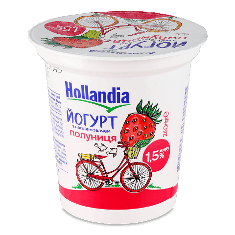 Йогурт Hollandia з наповнювачем полуниця 1.5% 260г