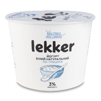 Йогурт Lekker По-грецьки білий 3% стакан 230г
