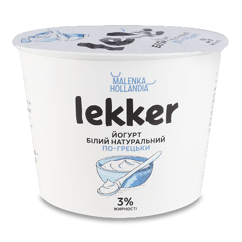 Йогурт Lekker По-грецьки білий 3% стакан 230г