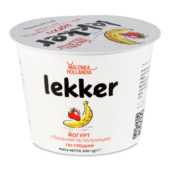 Йогурт Lekker з бананом та полуницею по-грецьки 3% 230г