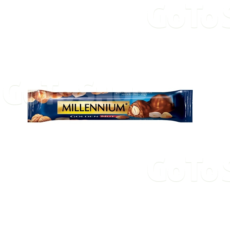 Шоколад 40г Millennium Golden Nut молочний з начинкою та цілими горіхами 