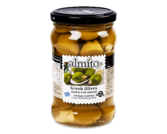 Оливки Almito королівські зелені фаршировані мигдалем, 270г (270г)