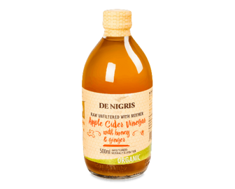 Оцет De Nigris яблучний з медом і імбиром органічний, 500мл
