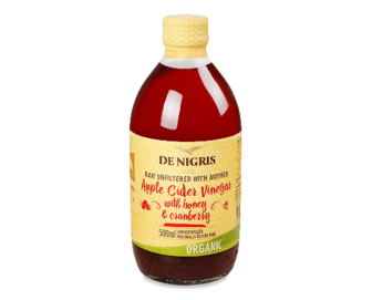 Оцет De Nigris яблучний з медом і журавлиною органічний, 500мл