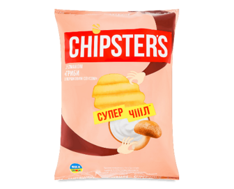 Чипси Chipster's хвилясті зі смаком грибів з вершковим соусом, 110г