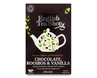 Чай трав'яний English Tea Shop шоколадний ройбуш-ваніль органічний, 20*2г/уп