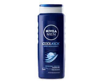 Гель для душу Nivea Men Cool Kick 3в1, 500мл