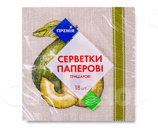 Серветки «Премія»® з малюнком №1 3-шарові, 18шт