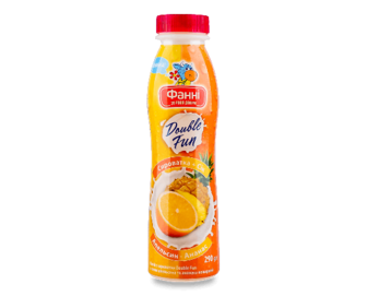 Напій з сироватки Фанні Double апельсин-ананас нежирний, 290г