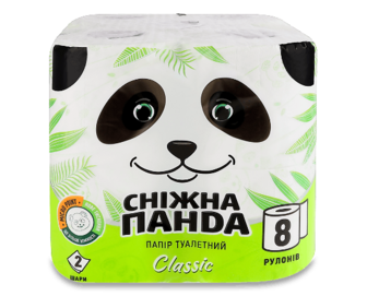 Папір туалетний «Сніжна панда» «Класік», 8шт/уп