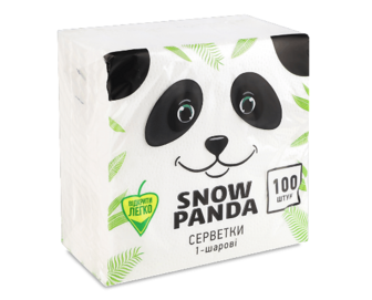 Серветки «Сніжна панда» 1-шарові білі 33х33 см, 100шт