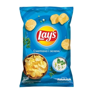 Чипси120 г Lay's картопляні зі смаком сметани та зелені м/уп 