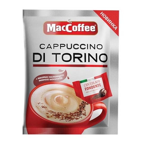 Напій кавовий 25г MacCoffee Cappuccino Di Torino з темним шоколадом розчинний (3 в 1) 