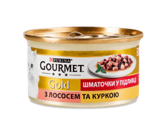 Корм Gourmet Gold з лососем та курчам з/б, 85г