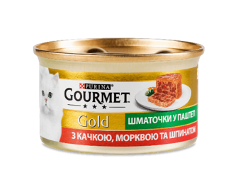 Корм для котів Gourmet Gold качка-морква-шпинат шматочки в паштеті, 85г (85г)