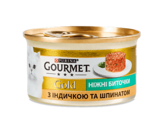 Корм для котів Gourmet «Ніжні биточки» індичка-шпинат, 85г