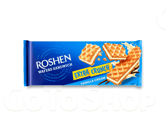 Вафлі Roshen Wafers Sandwich Extra Crunch Vanilla Cream 142г