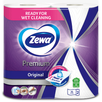 Рушники паперові Zewa Premium 2-шарові 45 аркушів 2шт