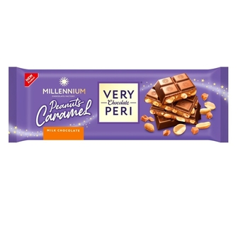Шоколад 285г Millennium Very Peri мол з начинкою, цілим та подрібненим карамелізованим арахісом м/уп 