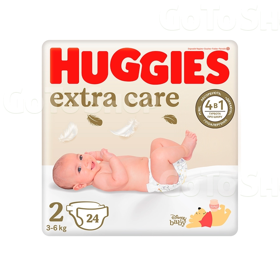 Підгузники 24 шт Huggies Extra Care (2) дитячі м/уп 