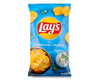 Чипси Lay's картопляні зі смаком сметани та зелені, 120г