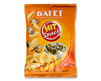 Сухарики Hit Snack Багет з грибами зі сметаною, 60г