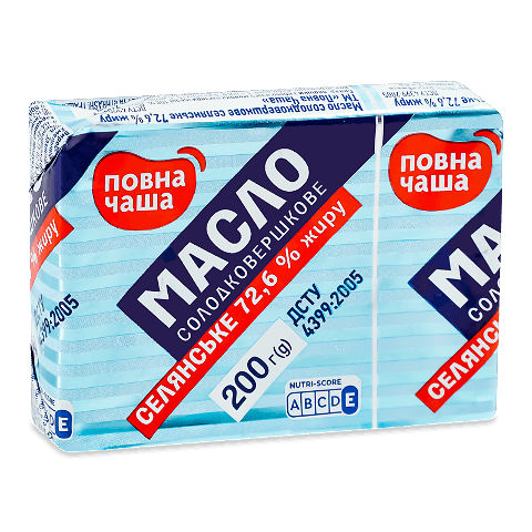 Масло солодковершкове Повна Чаша Селянське 72,6% 200г