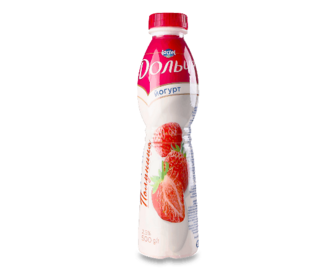 Йогурт «Дольче» з наповнювачем «Полуниця» 2,5%, пляшка, 0,5кг