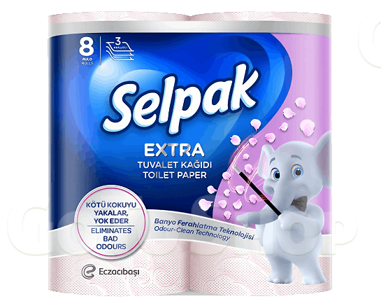 Папiр туалетний Selpak Extra 3-шаровий, 8шт