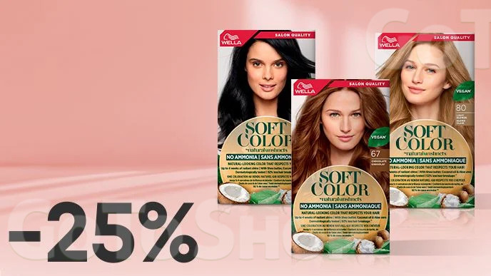 -25% на ВСЮ фарбу для волосся WELLA Soft Color