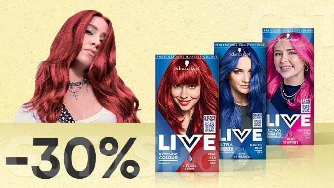 -30% на фарбу для волосся Live
