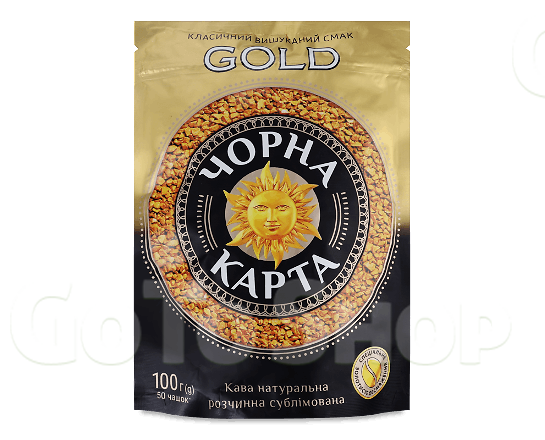 Кава розчинна «Чорна карта» Gold, пакет, 100г