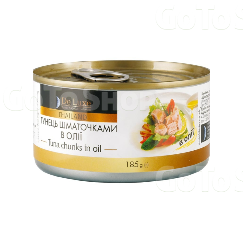 Консерви 185г De Luxe Foods &amp; Goods Selected Тунець шматочками в олії 