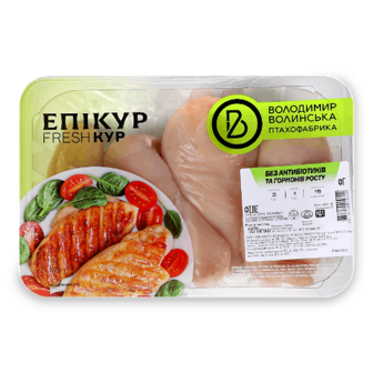 Філе куряче «Епікур» охолоджене, великий лоток 100г (100г)