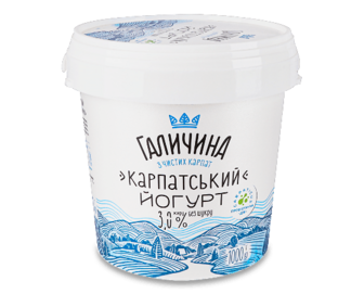 Йогурт «Галичина» «Карпатський» без цукру 3%, 1000г