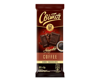 Шоколад чорний «Світоч» «Авторський» класичний з гранулами кави, 85г