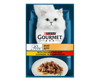 Корм для котів Gourmet Perle Duo курка-яловичина, 85г