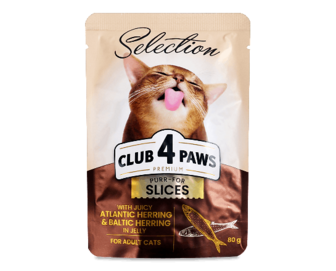 Корм для котів Club 4 Paws Premium Selection Оселедець-Салака в желе, 80г