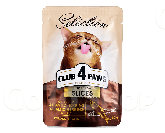 Корм для котів Club 4 Paws Premium Selection Оселедець-Салака в желе, 80г