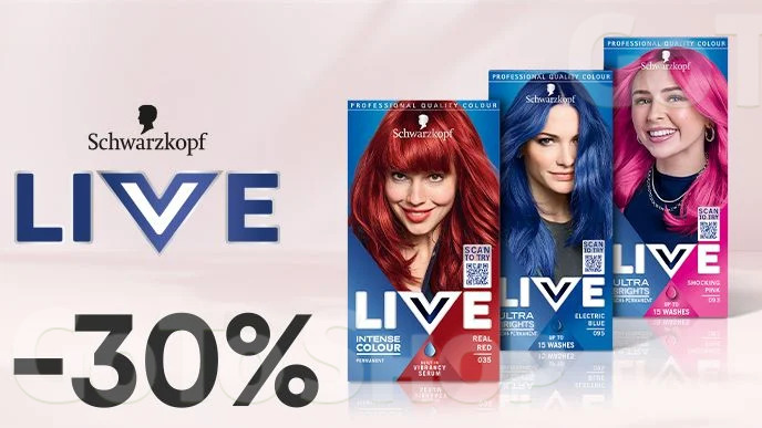 -30% на фарби для волосся Schwarzkopf LIVE