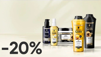 Купуй будь-який шампунь Gliss 400 мл зі знижкою 20% та отримай можливість купити будь-який спецзасіб для догляду за волоссям Gliss зі знижкою 40%