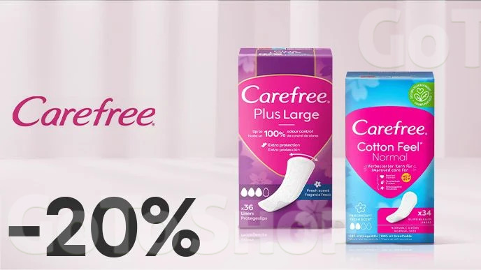 -20% на засоби жіночої гігієни Carefree